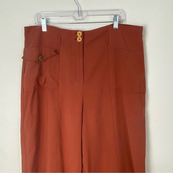 Versona Dark Rust Wide-Leg Ankle Pants Womens XL Lagen Look Boho Minimalist - Picture 9 of 13